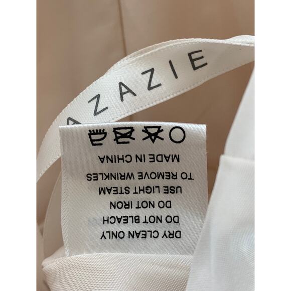 AZAZIE Women's Beige Double V-Neck Sleeveless Mesh Maxi A-Line Dress SZ 12 - Picture 10 of 12